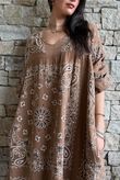 Kasbah Bubble Cotton Bandana Peasant Dress Hazelnut